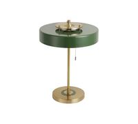 BARCELONA LED Lampe de Table Grande GADSBY Vert et Doré Cuivré - Lampe Design Mid Century Modern Vintage, Abat-jour Disque, Lumière Indirecte, 3x E27, Interrupteur à Chaîne