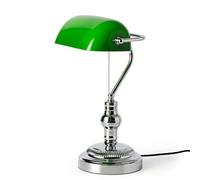 BARCELONA LED - Lampe de table style banquier vintage - Abat-jour en verre vert. Lampe de bureau rétro idéale pour le bureau, le cabinet de travail ou le salon - Compatible avec une ampoule LED E27