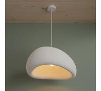 BARCELONA LED Lampe suspendue Wabi Sabi Blanc Finition texturée, douille E27, dia 50 cm.Style Japandi, minimalisme japonais naturel - Luminaires Wabi Sabi pour salon, de chambre ou de salle à manger