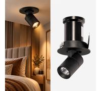 BARCELONA LED Spot Encastré 3W Orientable Noir 2700K 24° | Aluminium, 240 lm, Ø60 mm, Découpe Ø50 mm, CRI 80-85, Diffuseur Microprismatique, Pour Plafonds Bas Et Intérieur