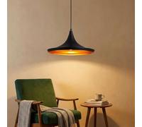 BARCELONA LED Suspension grande noire et dorée Kolding, luminaire en aluminium métallique, style classique moderne et vintage luxueux, E27, plafonnier pour salle à manger, salon et cuisine