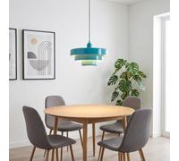 BARCELONA LED Suspension MACARRON Bleu à 3 Niveaux Métal Fer, Style Bauhaus Minimaliste, Éclairage Indirect Non Éblouissant, Classique Vintage Moderne et Luxe Contemporain E27