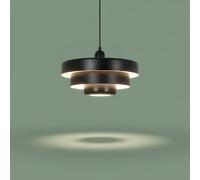 BARCELONA LED Suspension MACARRON Noir à 3 Niveaux, Métal Fer, Style Bauhaus Minimaliste, Éclairage Indirect Non Éblouissant, Classique Vintage Moderne et Luxe Contemporain E27