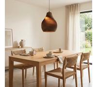 BARCELONA LED Suspension ONDARA E27 en Carton Ondulé Style Vintage Industriel Japandi Bois Foncé Naturel Minimaliste Hôtel Tropical Île Lampe Salle Manger Chambre Escalier