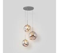 BARCELONA LED - Suspension triple en verre chromé "KADNIS" - Culot 3 x E27. Ø60 mm. Plafonnier suspendu moderne idéal pour salon, salle à manger, cuisine.