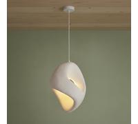 BARCELONA LED Suspension Wabi Sabi japonaise L390, luminaire moderne style industriel et classique, abat-jour en résine imitation pierre blanche E27 plafond