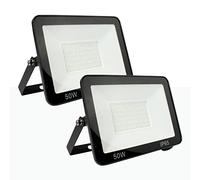 Barcelona - Lot de 2 spots LED d'extérieur 50 W IP66 étanches avec réflecteurs, projecteur LED éclairage extérieur pour allées, terrasses, jardin 6000 K noir (K1883-2-BF)