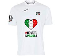 Barcelona Padel Tour - Joma Hommes Crew à Manches Courtes - Micro Mesh Respirant avec Le Cœur du Padel (FR/ES, Alpha/Lettres, XXL, Taille Normale, Taille Normale, Italie - Blanc)