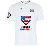 Barcelona Padel Tour - Joma Hommes Crew à Manches Courtes - Micro Mesh Respirant avec Le Cœur du Padel (FR/ES, Alpha/Lettres, S, Taille Normale, Taille Normale, USA - Blanc)