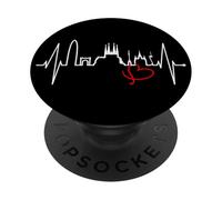 Barcelona Skyline Battement de Cœur Espagne J'aime Barcelone PopSockets PopGrip Adhésif