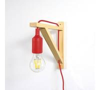 BarcelonaLED Applique murale à LED nordique en bois et pendentif en silicone de couleur rouge pour culot E27 2 ans de garantie - LN123-R.
