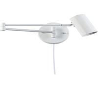 BarcelonaLED Applique murale avec bras articulé orientable blanc et câble avec prise et interrupteur Lampe de lecture Culot E27 pour salon, chambre, table de chevet