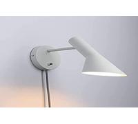 B·LED BARCELONA LED BarcelonaLED Applique murale avec câble prise et interrupteur Lampe de lecture Design élégant moderne nordique Orientable Blanc pour chambre à coucher Culot E27
