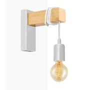 BarcelonaLED Applique murale en bois naturel avec douille E27 Style rétro nordique pour couloir chambre à coucher salon
