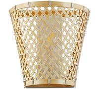 BarcelonaLED Applique murale en osier avec culot E27 Blanc et abat-jour en forme de panier bambou rotin pour lumière haut et bas intérieur Table de chevet salon chambre