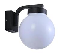 BarcelonaLED Applique murale extérieure IP44 moderne Lanterne Aluminium Noir Vintage Diffuseur Globe Blanc Ø20 cm + Douille E27 pour terrasse Patio Jardin Intérieur
