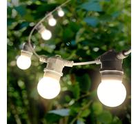 BarcelonaLED Guirlande LED Guirlande Lumineuse Extérieur et Intérieur Blanc 10 Mètres Etanche IP65 avec 10 Ampoules E27 Blanc Chaud LED pour Fête Jardin Patio Terrasse Noël