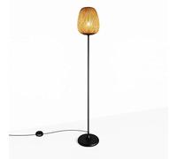 BarcelonaLED Lampadaire en osier bambou bois vintage moderne nordique noir avec culot E27 pour éclairage de lecture intérieur salon studio