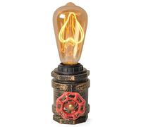 BarcelonaLED Lampe de Table Vintage de Chevet Design industriel Orientable, Noire avec Cage Métallique Douille E27 et Pied en Bois pour Studio Loft Bar Restaurant Salle Chambre