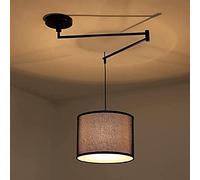 BarcelonaLED Plafonnier Articulé Elégant 60W avec Bras Pivotant et Abat-Jour en Tissu Noir avec Douille pour Ampoule LED E27 pour Salon Moderne Salle à Manger