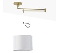 BarcelonaLED Plafonnier Articulé Moderne et élégant avec Bras Pivotant Extensible Doré et Abat-jour en Tissu Blanc avec Douille E27 pour Salon Salle à Manger, Dorée