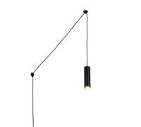 BarcelonaLED Plafonnier Moderne Suspension Tube Cylindrique Noir avec Câble de Prise Réglable en Hauteur et Support de Lampe GU10 pour Salon Salle à Manger Chambre Cuisine