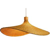 B·LED BARCELONA LED BarcelonaLED Suspension de plafond chapeau vintage avec culot E27 abat-jour en osier bambou bois rotin pour salle à manger cuisine salon