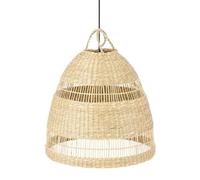 BarcelonaLED Suspension de Plafond en Osier Naturel Bohème Rustique Nordique Abat-Jour Rotin Bois de Bambou avec Douille E27 Noire pour Salle à Manger Salon