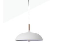 BarcelonaLED Suspension Nordique Décorative en Bois avec Abat-Jour en Aluminium Blanc Diamètre 35cm E27 Douille pour Salle à Manger Salon Cuisine Intérieur