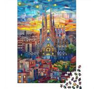 Barcelone Architecture Colorée Puzzle pour Adultes Puzzle 1000 Pièces Jeu de Puzzle 1000 Pièces Papier Détente Concentration Décoration Maison Cadeau 52x38cm/1000pcs