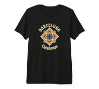 Barcelone Catalunya Rouge Jaune Noir Octogonal Vector Art T-Shirt Haut de Gamme