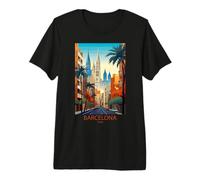 Barcelone Espagne Amant Voyage Impression Souvenir Ville état Art T-Shirt Haut de Gamme