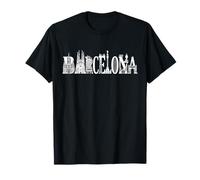 Barcelone Espagne Monuments de Vacances Silhouette Art T-Shirt