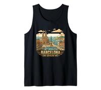 Barcelone Espagne Souvenir de Voyage rétro Motif Horizon Urbain Débardeur