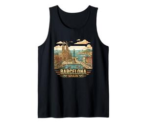 Barcelone Espagne Souvenir de Voyage rétro Motif Horizon Urbain Débardeur
