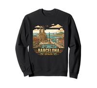 Barcelone Espagne Souvenir de Voyage rétro Motif Horizon Urbain Sweatshirt