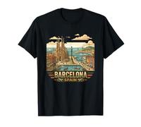Barcelone Espagne Souvenir de Voyage rétro Motif Horizon Urbain T-Shirt