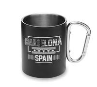 Barcelone Espagne Tasse de voyage en métal avec poignée mousqueton