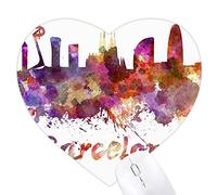 barcelone espagne ville aquarelle Jeux de tapis de souris en forme de coeur