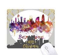 barcelone espagne ville aquarelle la nuit de noël, tapis de souris en caoutchouc