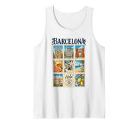 Barcelone Espagne Vintage Voyage Collage Catalogne Monuments Débardeur