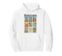 Barcelone Espagne Vintage Voyage Collage Catalogne Monuments Sweat à Capuche
