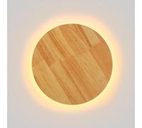 BARCELONE LED - Applique murale circulaire en bois « Lune » Ø 20 cm - Lumière chaude indirecte décorative 12 W - Lumière murale pour salon, chambre à coucher, couloirs