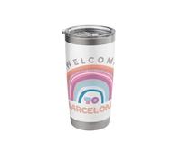 Barcelone Plage Espagne Arc-en-ciel Bohême Souvenir Hippie BCN Gobelet isotherme en acier inoxydable double paroi