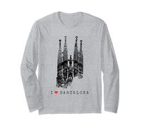 Barcelone Sagrada Familia Vintage Espagne I Love Barcelona Manche Longue