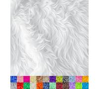 Barcelonetta Tissu en fausse fourrure artisanale pour costume, décoration ou loisirs, pelucheux, à poils longs, blanc, 1/2 yard (0,46 m)