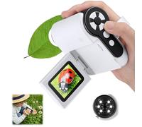 Barchrons Microscope for Kids, 1000X Handheld Kids Microscope with 6 Adjustable LED Lights, 2'' HD Screen Miniscope for Kids 8-12 Christmas Birthday Gifts, 32GB SD Card Include-White