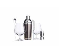 BarCraft Coffret Cadeau de Luxe Comprenant des Verres à gin, Un Shaker à Cocktail, Une cuillère à pilon, Une Double Barre de Mesure, Un Couteau de Bar et Un kit de mélange de Recettes de Boissons -