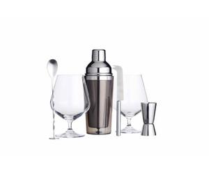 BarCraft Coffret Cadeau de Luxe Comprenant des Verres à gin, Un Shaker à Cocktail, Une cuillère à pilon, Une Double Barre de Mesure, Un Couteau de Bar et Un kit de mélange de Recettes de Boissons -