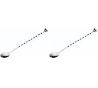BarCraft Cuillère à cocktail avec mélangeur intégré, acier inoxydable, 28 cm (Lot de 2)